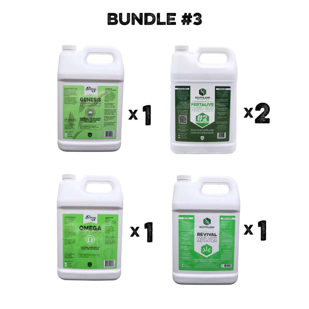Soil health solutions in Lawn Care Bundles with Omega Soil Activator.