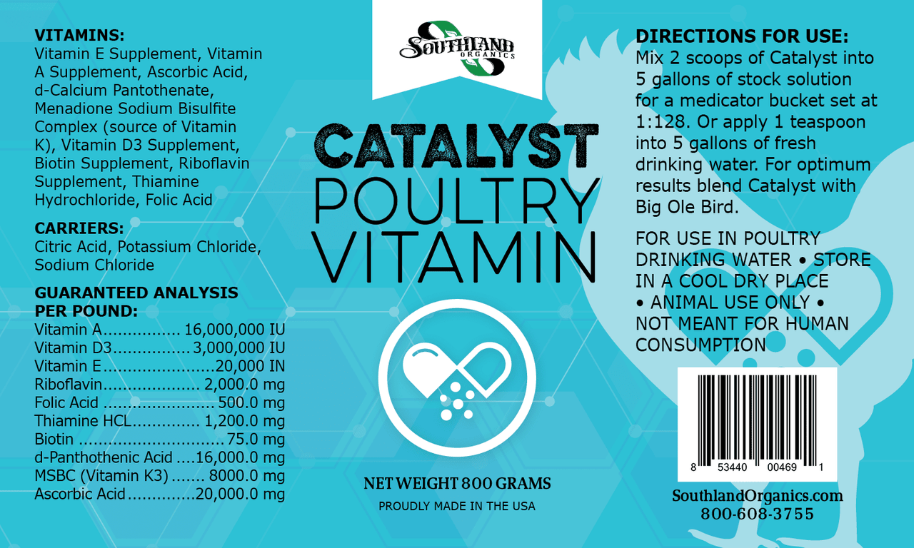 Catalyst Poultry Vitamins Label