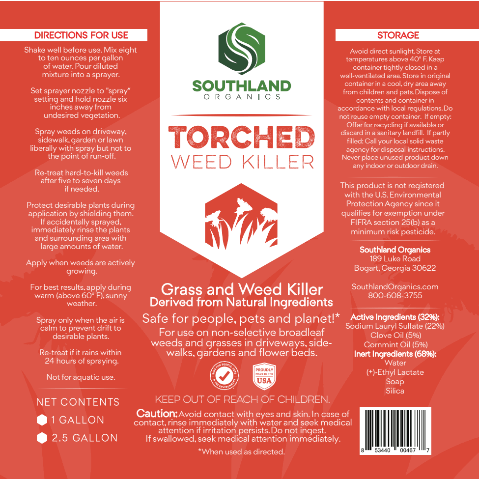 Torched Weed Killer Label