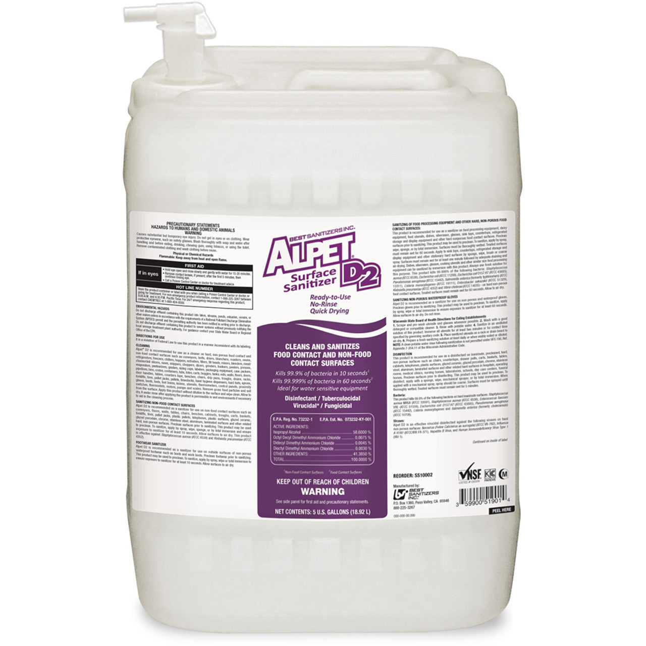 Sanitizing chemicals Alpet D2