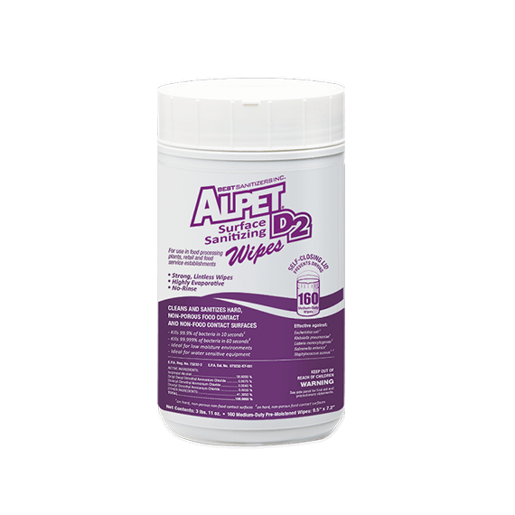 Alpet D2 Surface sanitizer wipes 160ct 